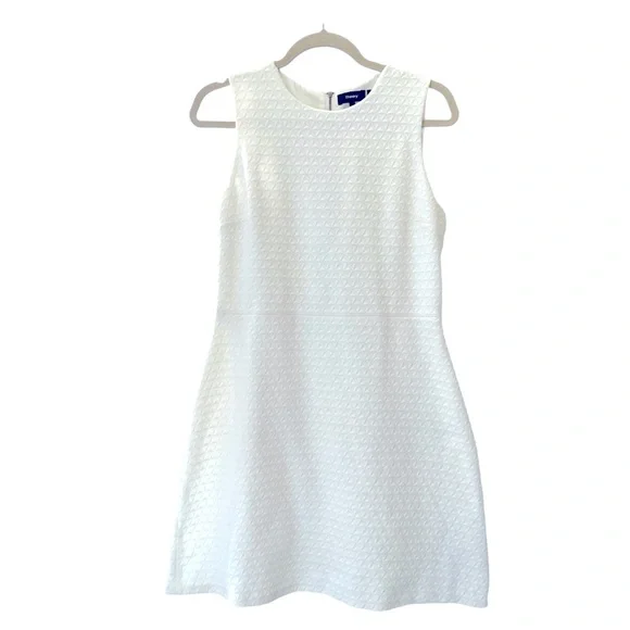Theory White Sleeveless Textured A-Line Dress - Picture 2 of 11